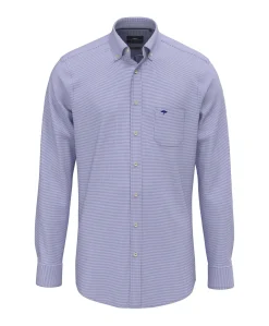 Heren overhemd lange mouw blauw