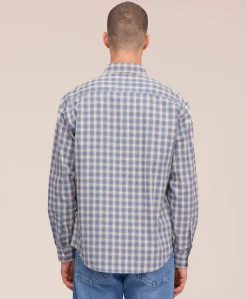 Heren overhemd lange mouw blauw