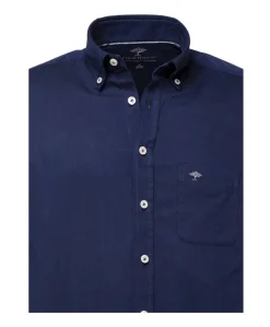 Heren overhemd lange mouw blauw