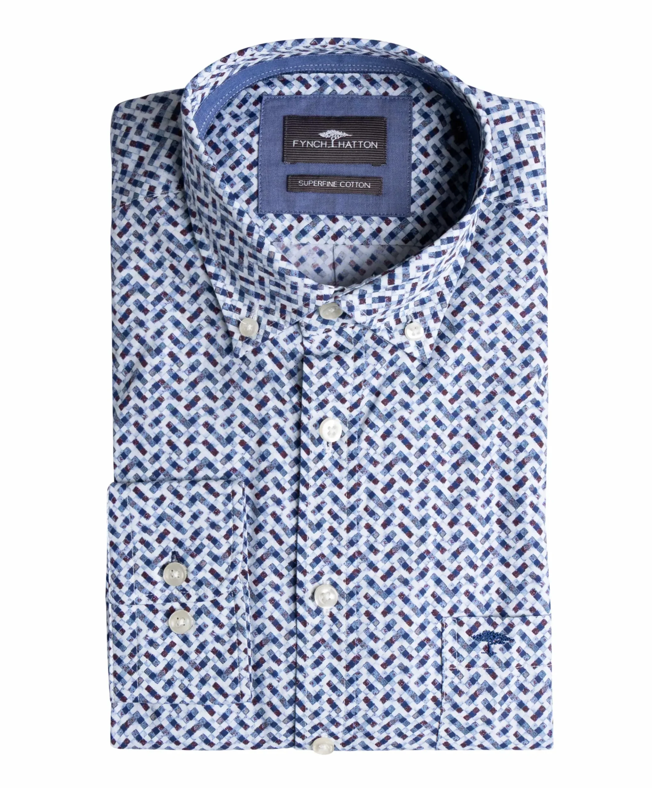 Heren overhemd lange mouw blauw