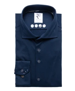 Heren overhemd lange mouw blauw