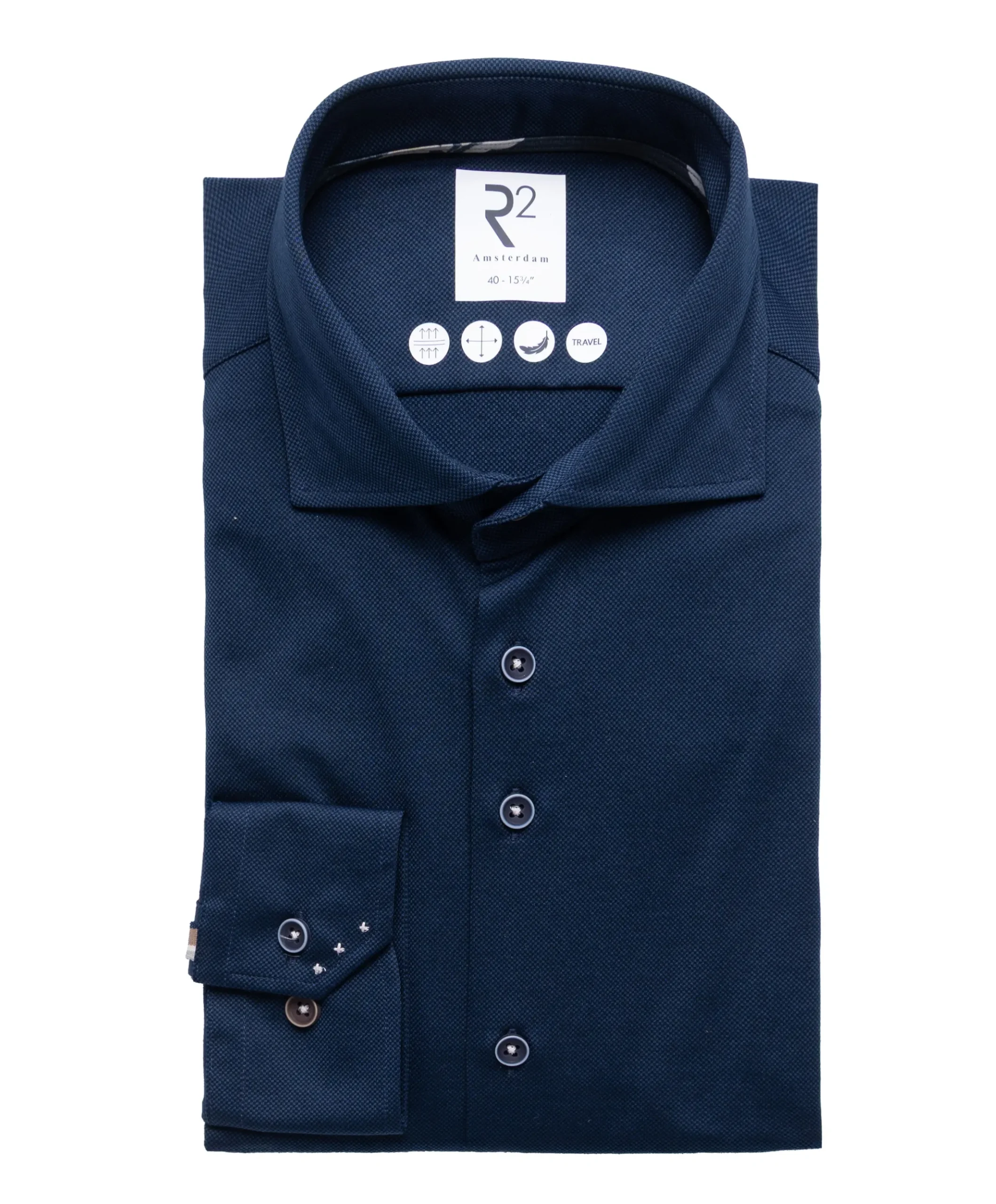Heren overhemd lange mouw blauw
