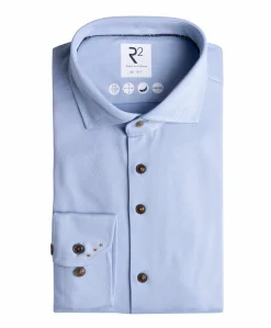 Heren overhemd lange mouw blauw
