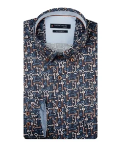 Heren overhemd lange mouw blauw