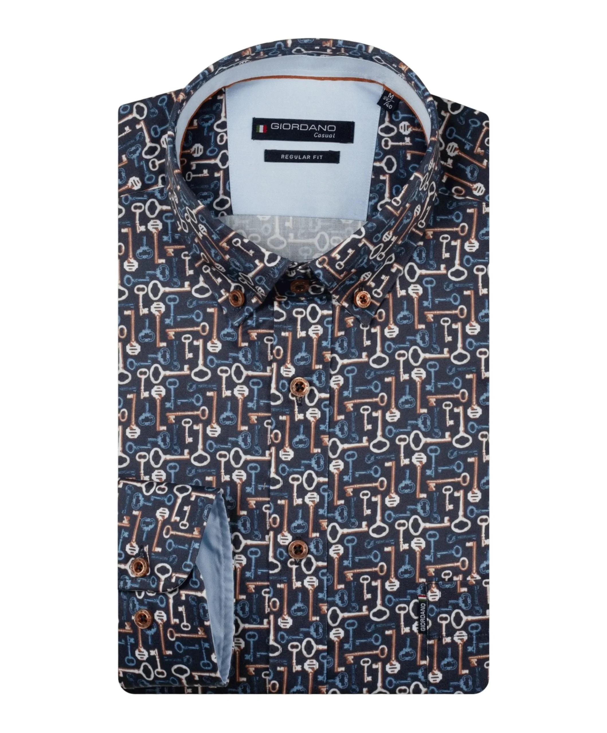 Heren overhemd lange mouw blauw
