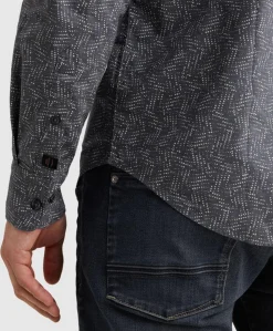 Heren overhemd lange mouw blauw
