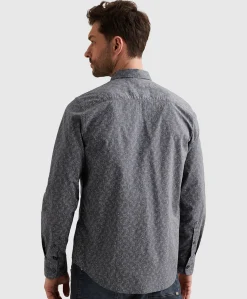 Heren overhemd lange mouw blauw
