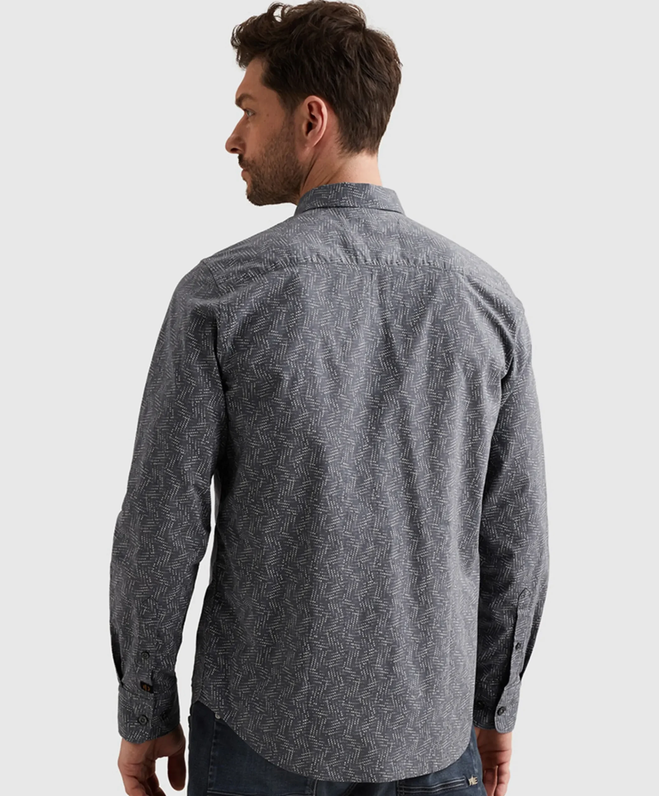 Heren overhemd lange mouw blauw