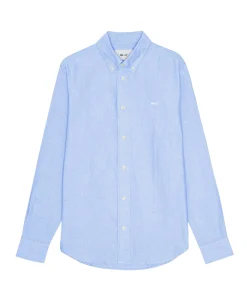 Heren overhemd lange mouw blauw