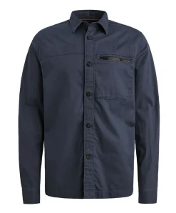 Heren overhemd lange mouw blauw