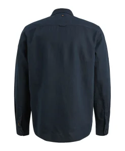Heren overhemd lange mouw blauw