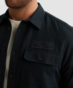 Heren overhemd lange mouw blauw