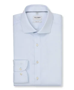 Heren overhemd lange mouw blauw