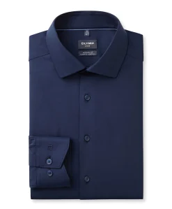 Heren overhemd lange mouw blauw