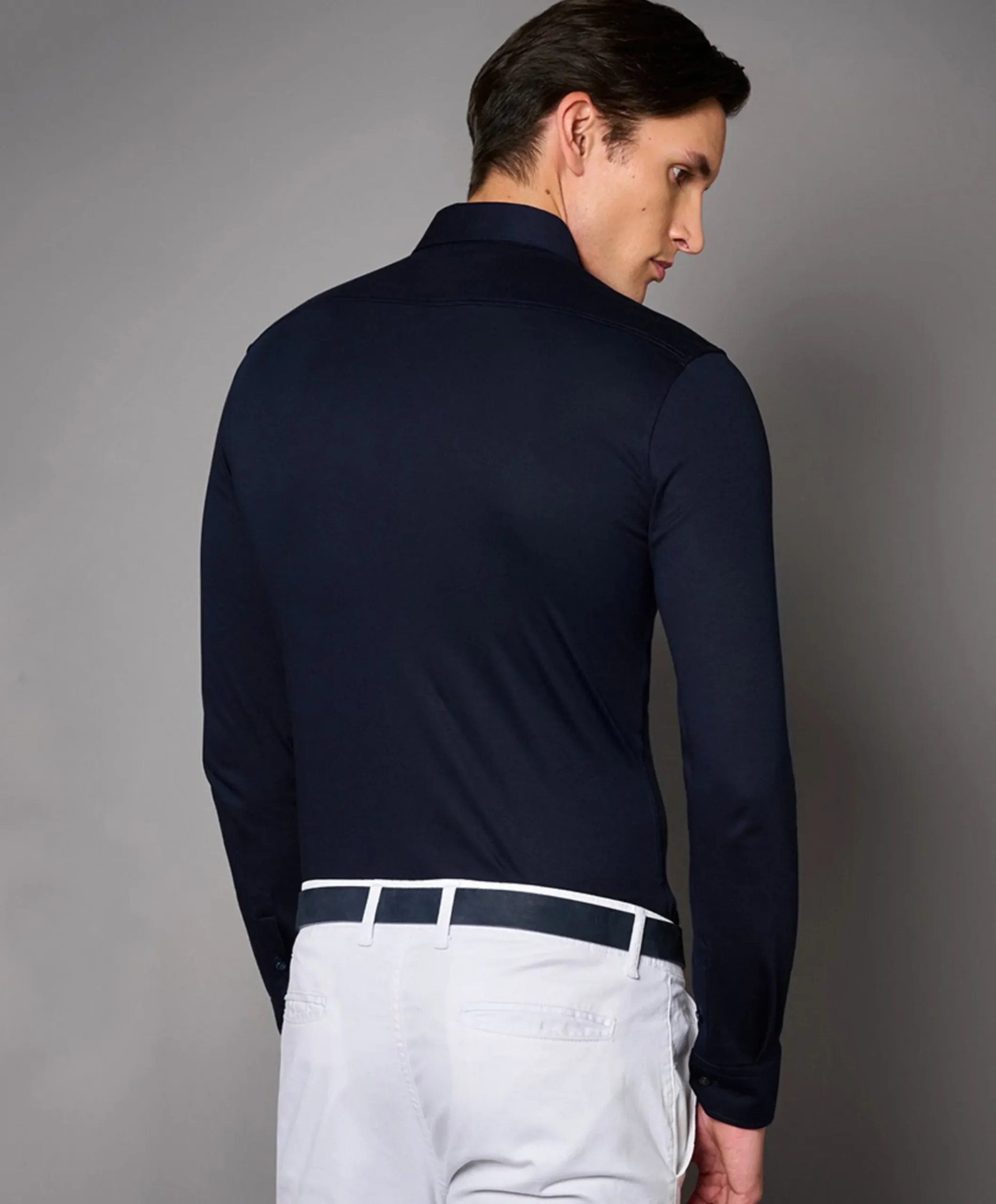 Heren overhemd lange mouw blauw