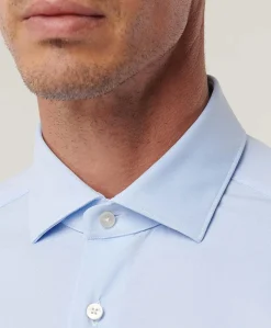 Heren overhemd lange mouw blauw