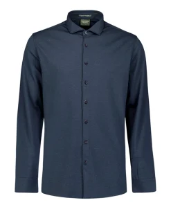 Heren overhemd lange mouw blauw
