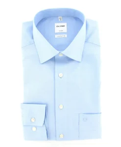 Heren overhemd lange mouw blauw