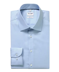 Heren overhemd lange mouw blauw