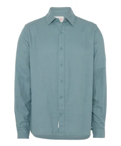 Heren overhemd lange mouw blauw