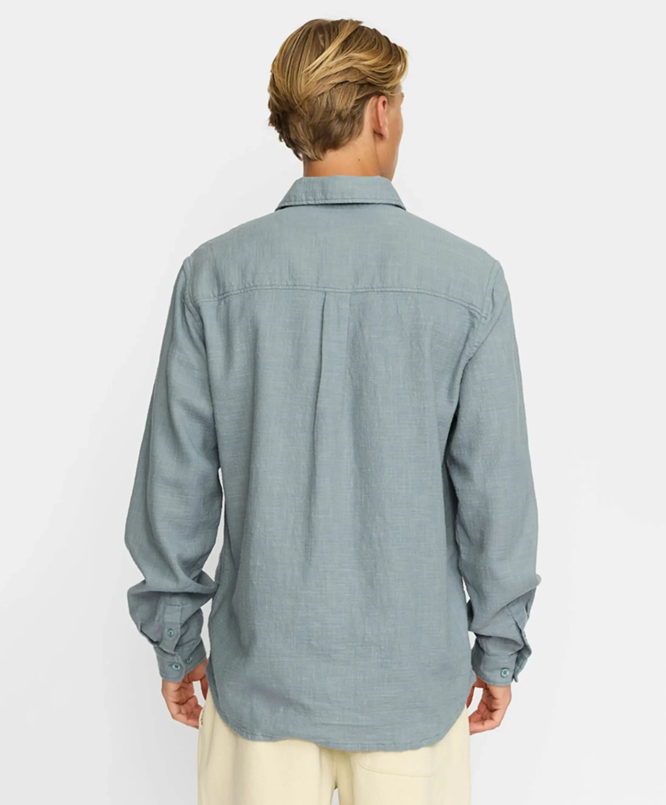 Heren overhemd lange mouw blauw