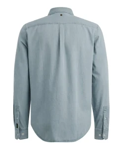Heren overhemd lange mouw blauw