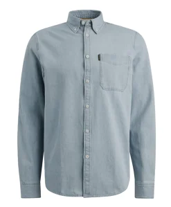 Heren overhemd lange mouw blauw