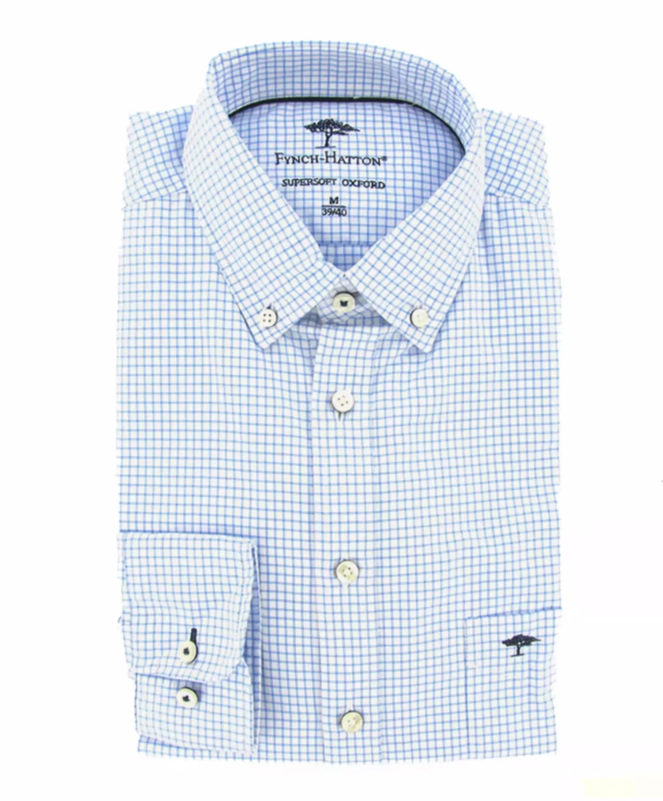 Heren overhemd lange mouw blauw