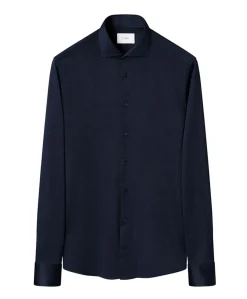 Heren overhemd lange mouw blauw
