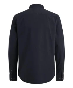 Heren overhemd lange mouw blauw