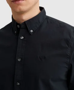 Heren overhemd lange mouw blauw