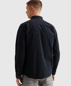 Heren overhemd lange mouw blauw