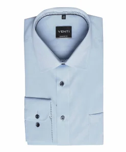 Heren overhemd lange mouw blauw