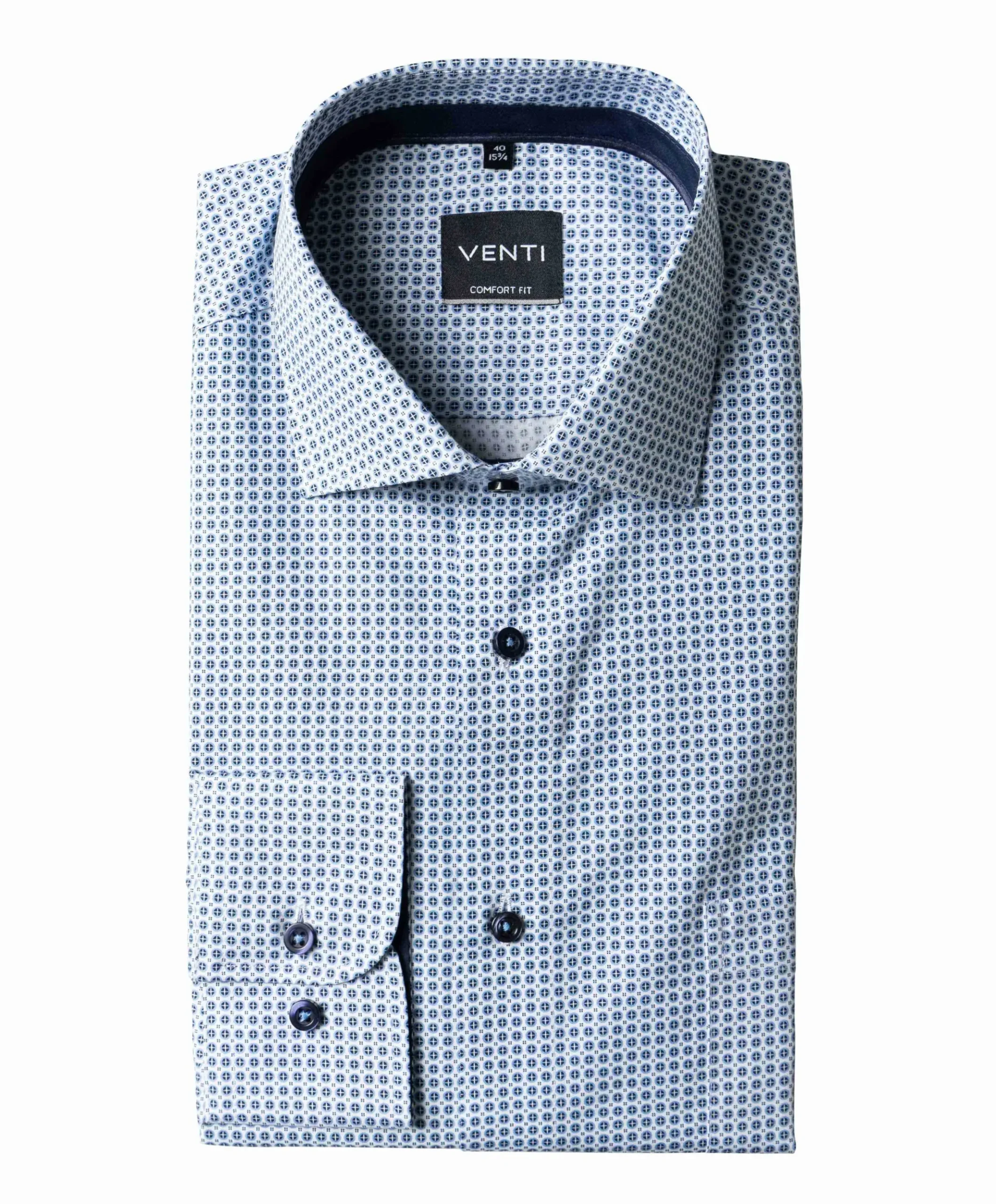 Heren overhemd lange mouw blauw