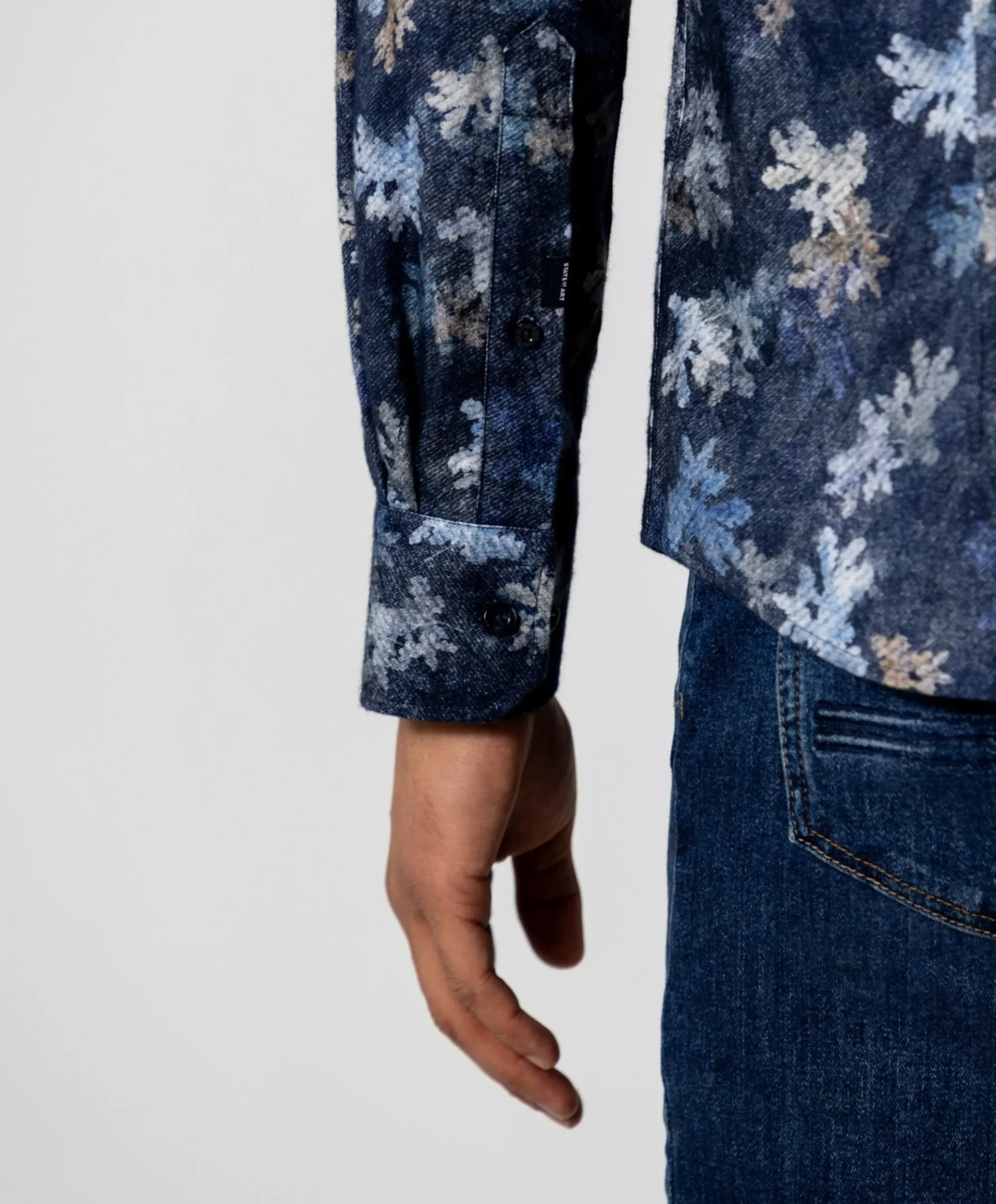 Heren overhemd lange mouw blauw