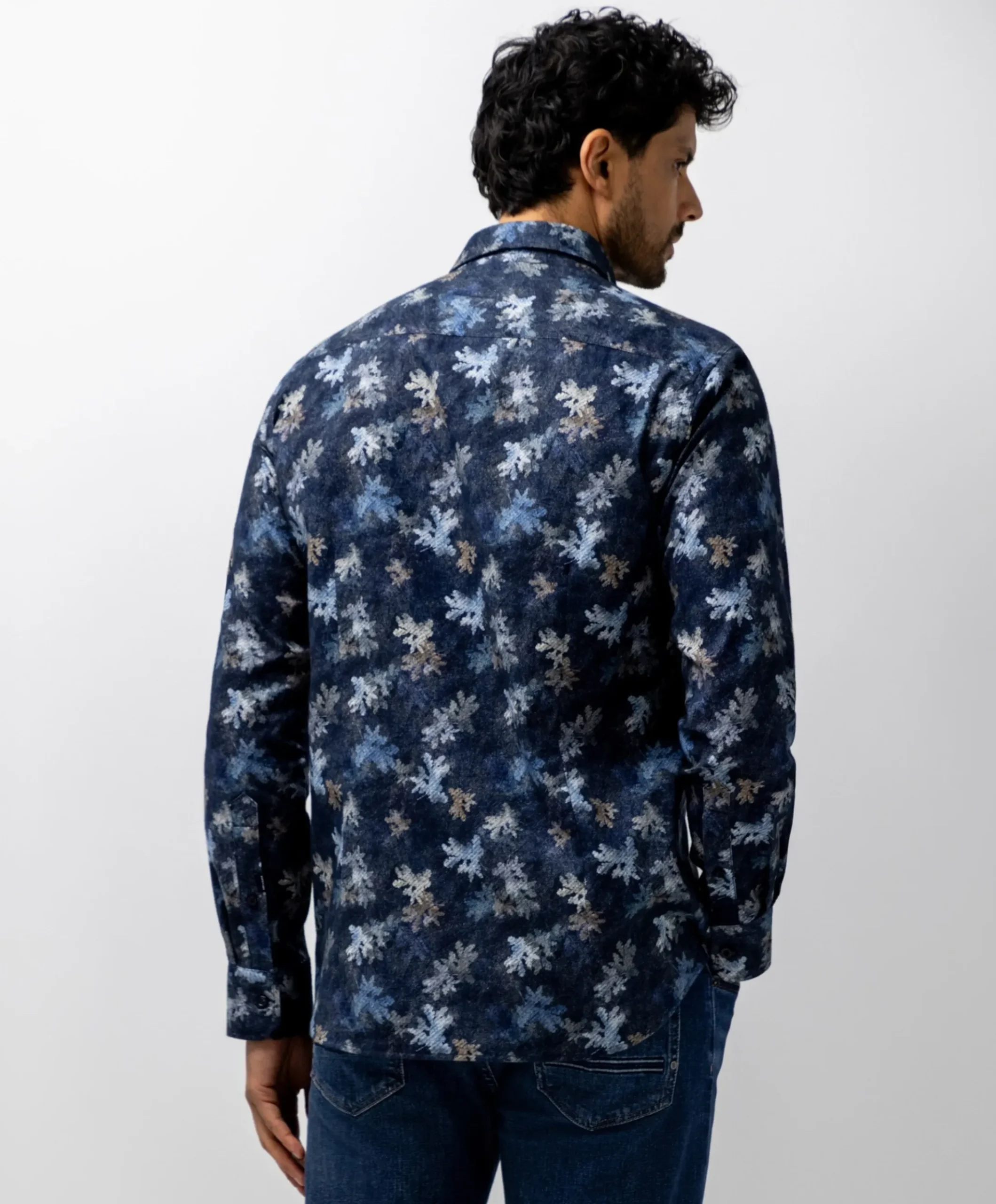 Heren overhemd lange mouw blauw
