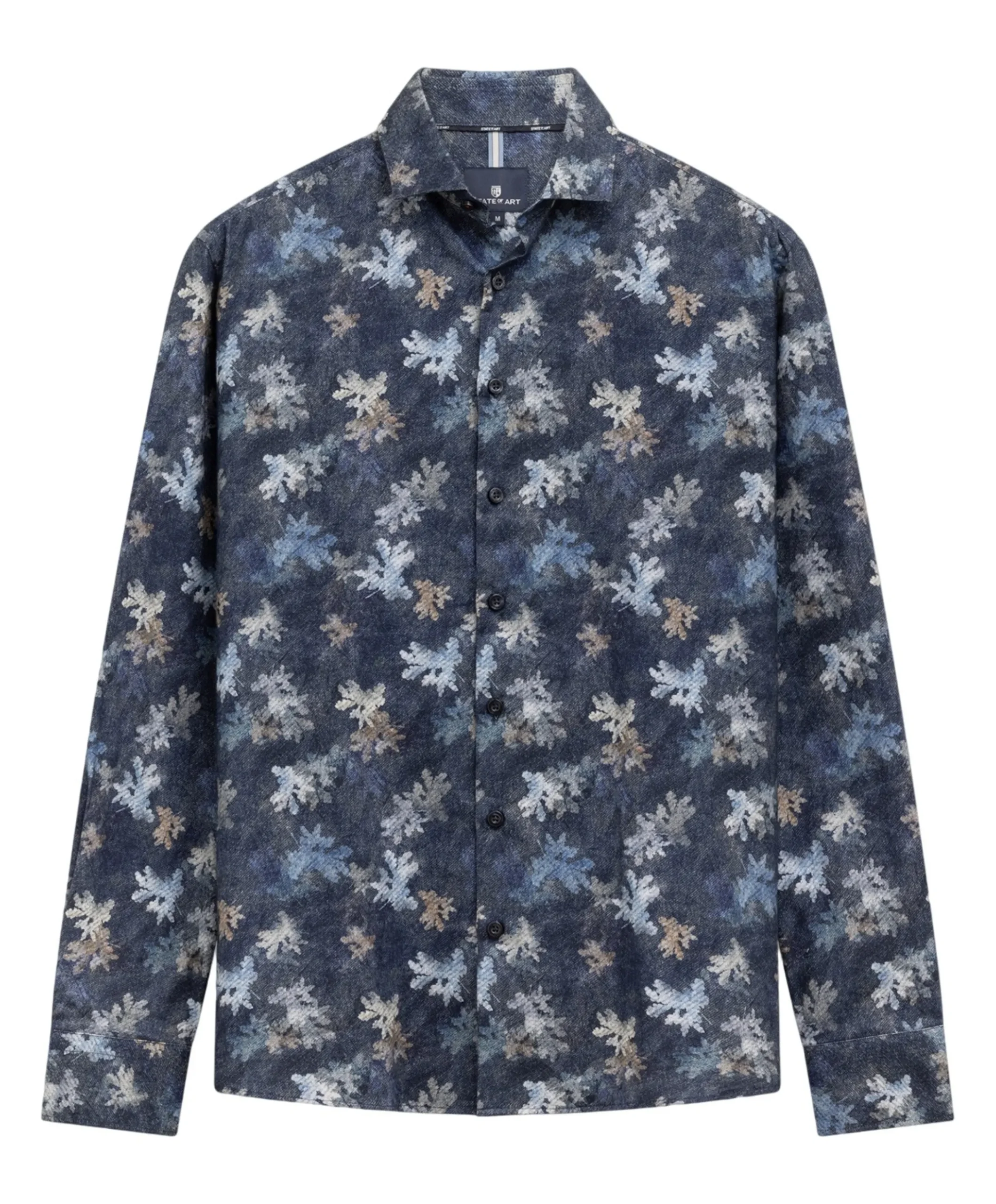 Heren overhemd lange mouw blauw
