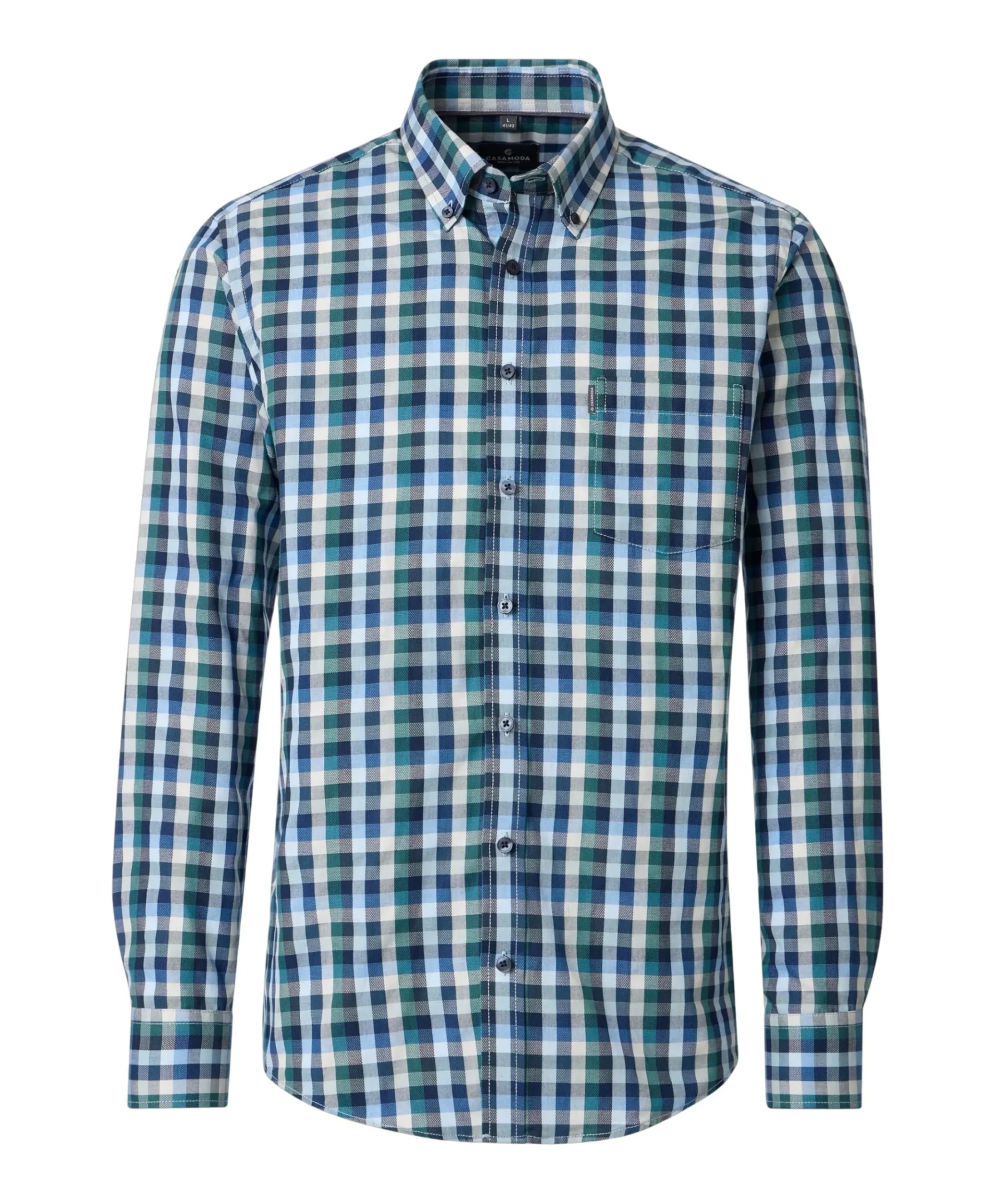 Heren overhemd lange mouw blauw