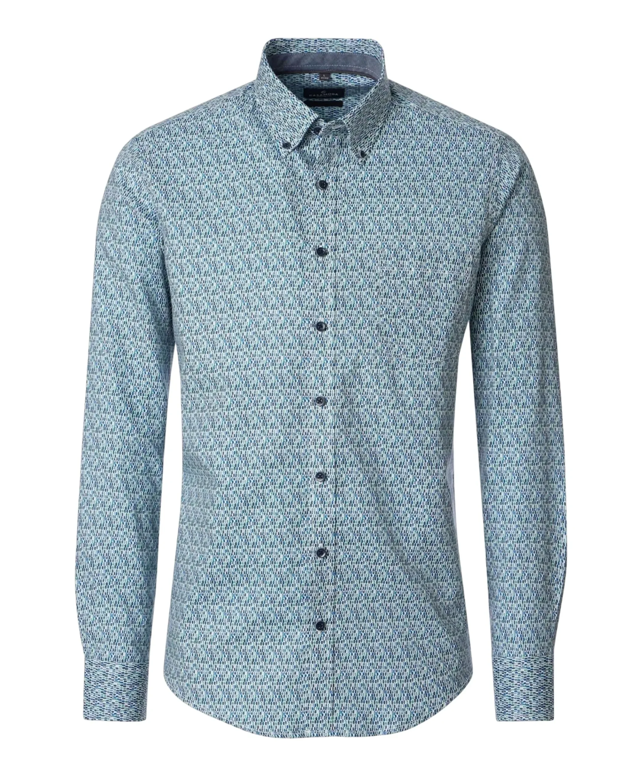 Heren overhemd lange mouw blauw