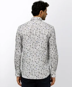 Heren overhemd lange mouw blauw