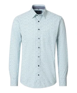 Heren overhemd lange mouw blauw