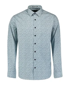 Heren overhemd lange mouw blauw