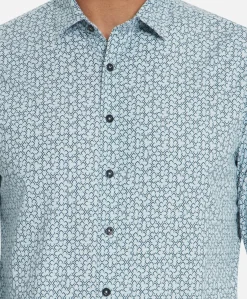 Heren overhemd lange mouw blauw