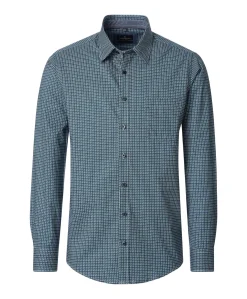 Heren overhemd lange mouw blauw