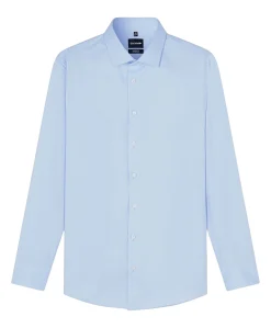 Heren overhemd lange mouw blauw