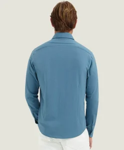 Heren overhemd lange mouw blauw