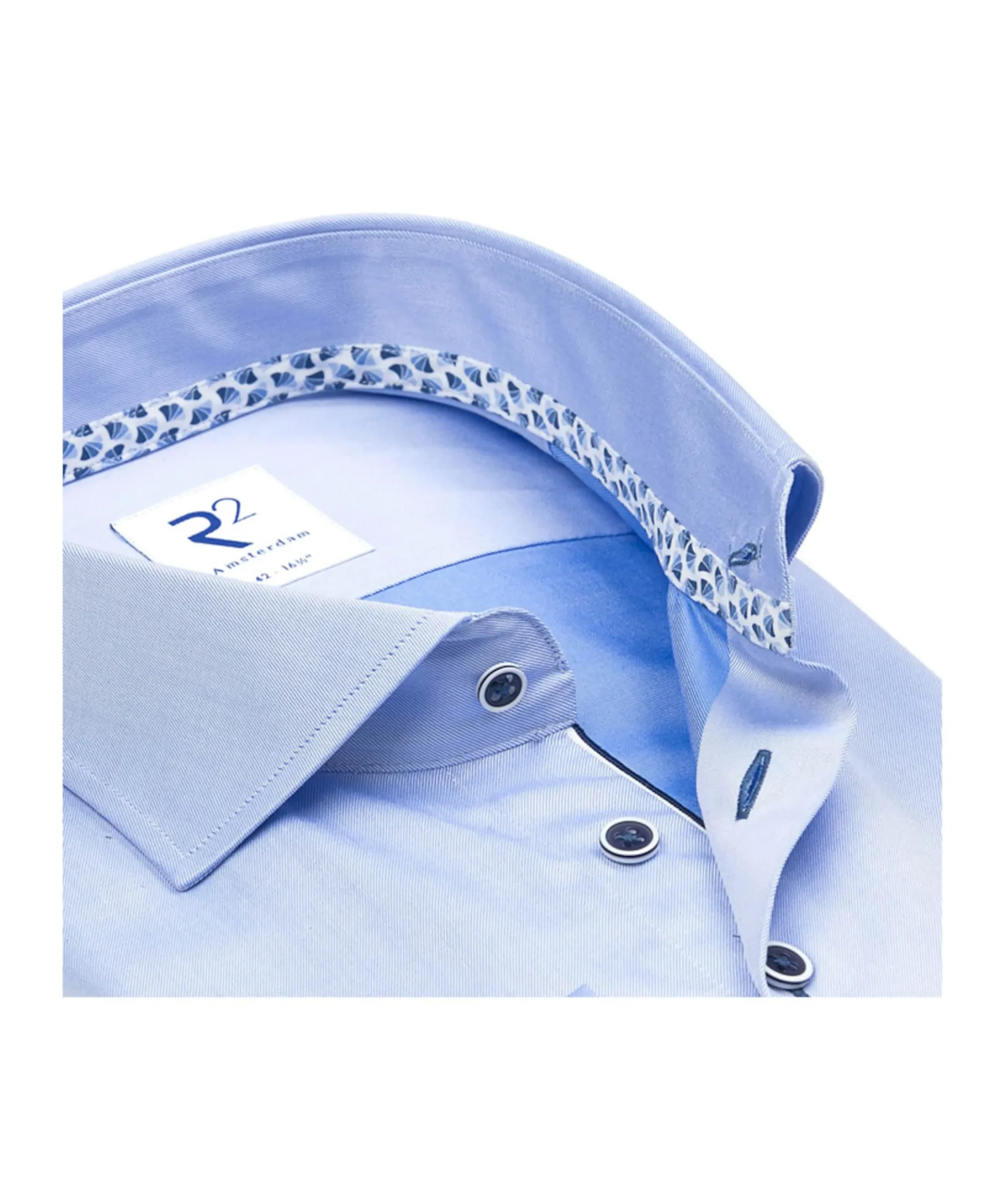 Heren overhemd lange mouw blauw