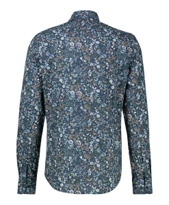 Heren overhemd lange mouw blauw