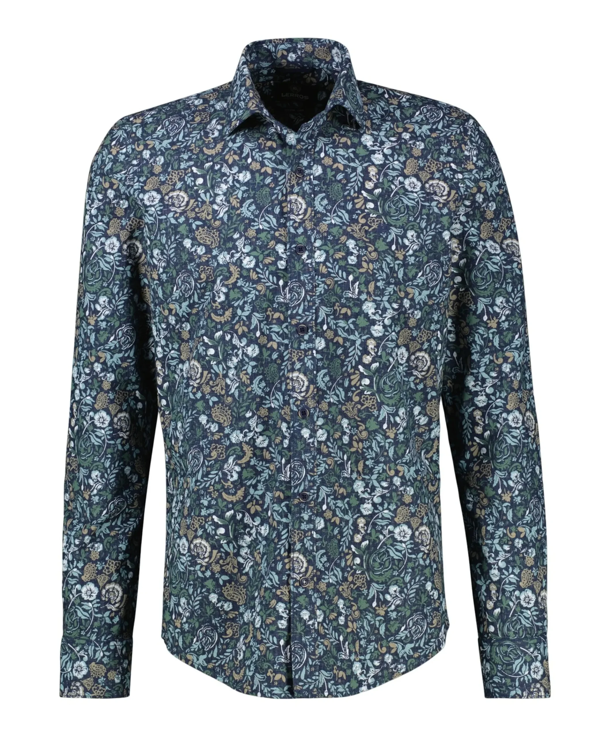 Heren overhemd lange mouw blauw