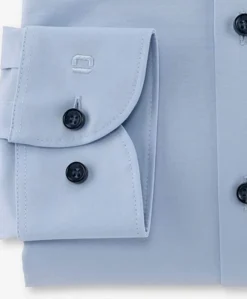 Heren overhemd lange mouw blauw